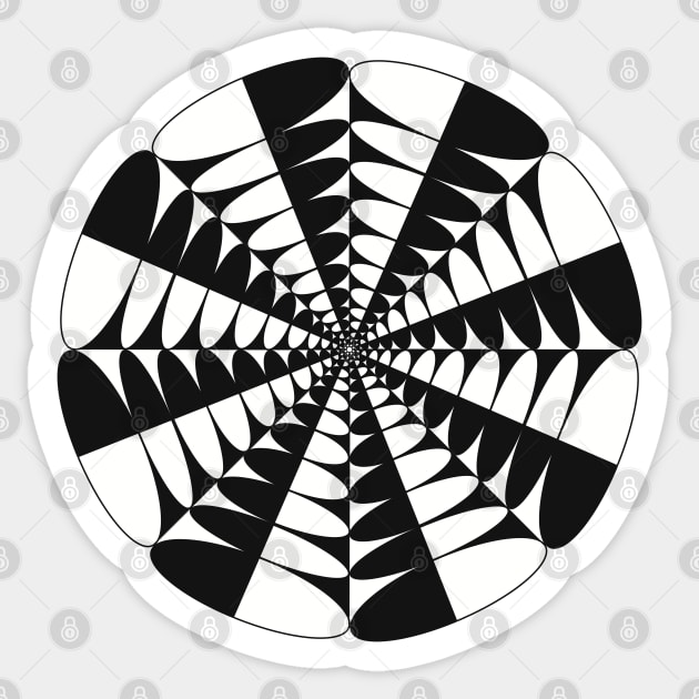 Circle Pops Mandala - Intricate Black and White Digital Illustration, Vibrant and Eye-catching Design, Perfect gift idea for printing on shirts, wall art, home decor, stationary, phone cases and more. Sticker by cherdoodles